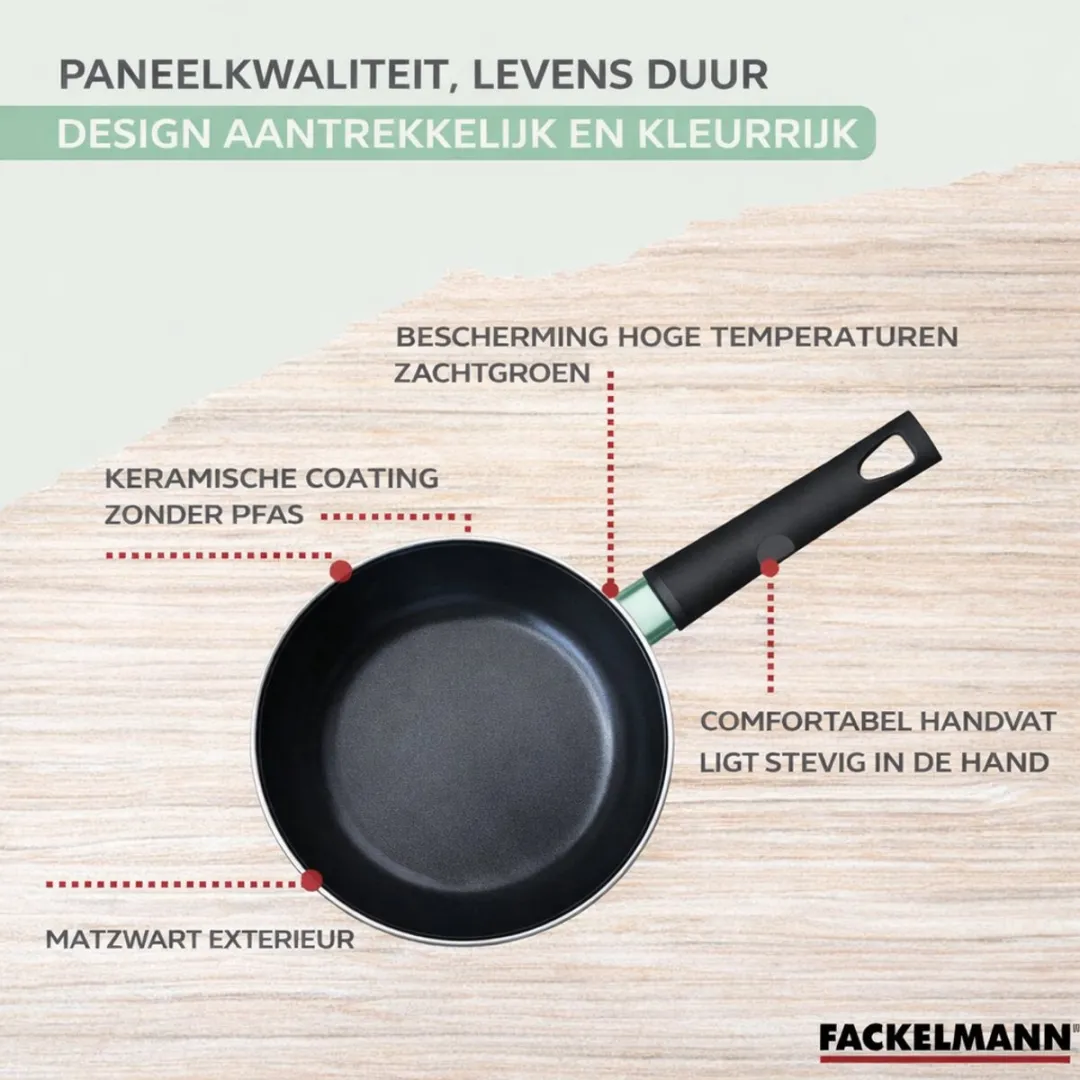 Fackelmann 9433250 Set Kookpannen 16-28cm - 3+3+6 Stuks - Antiaanbak - Inductie - Zwart/Groen