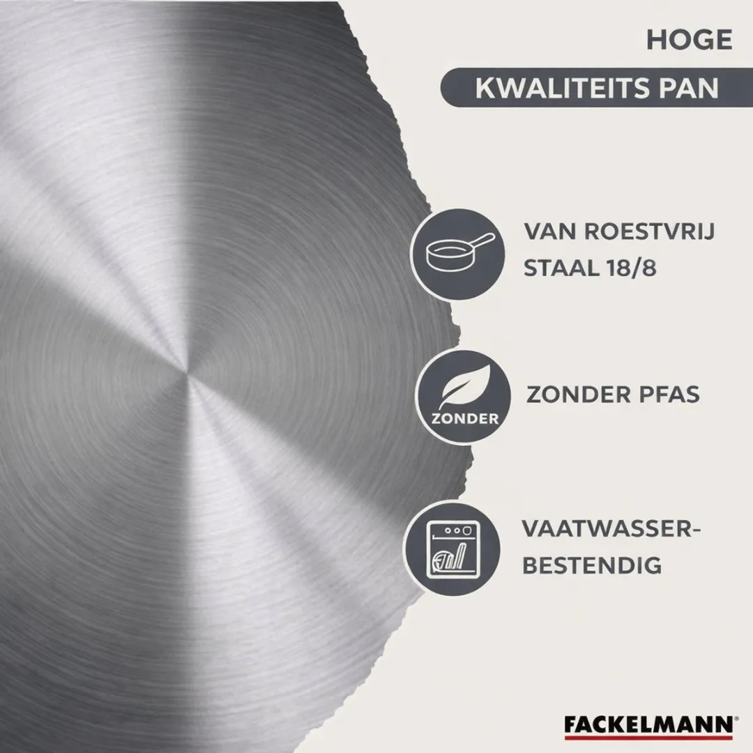 Fackelmann 9359650B88 Roestvrijstalen Pan Set - 4 Stuks (12/16/20/24cm) - Zwart
