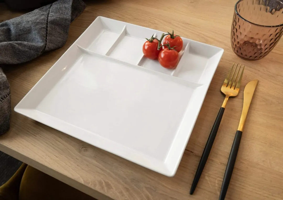 Cookinglife Gourmetbord Wit - 5 Vakken 24x24cm - 4 Stuks