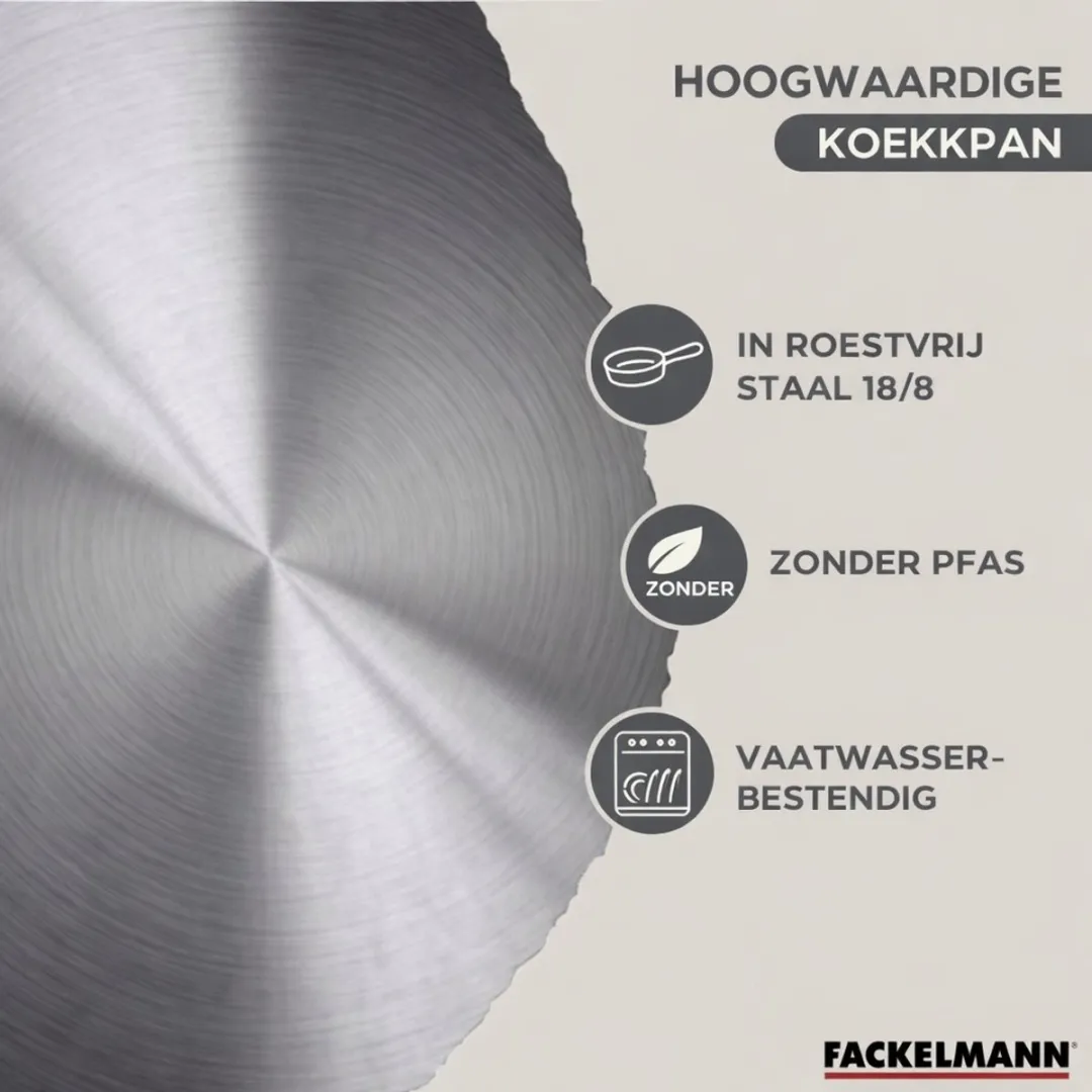 Fackelmann Geneva RVS Kookset 2 Pannen 20/28cm + 3 Potten 16/20/24cm - 5 Stuks Keukengerei