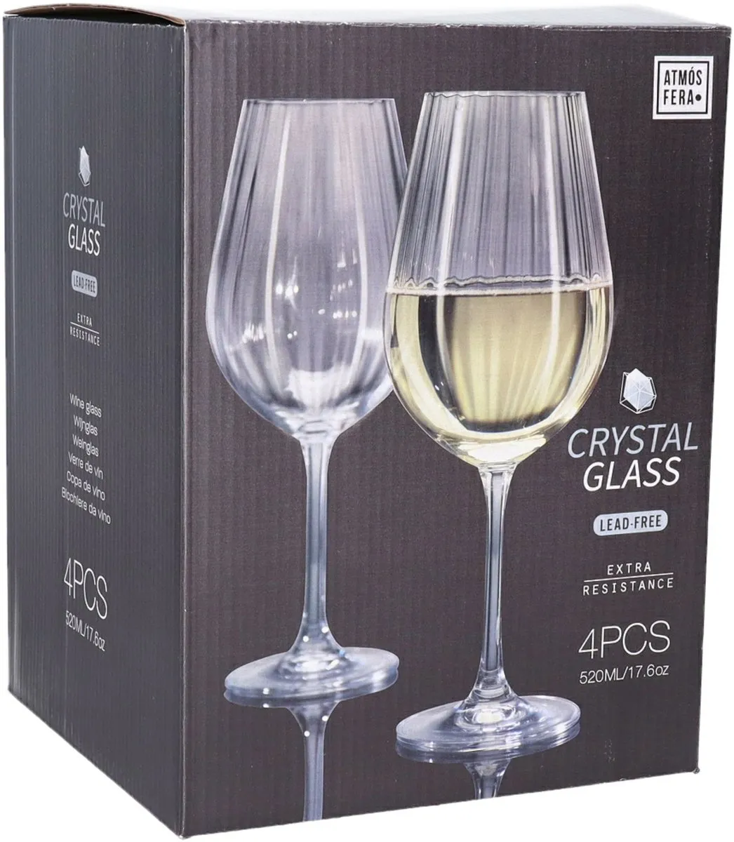 Excellent Houseware Witte Wijnglazen 520ml - 4 Stuks