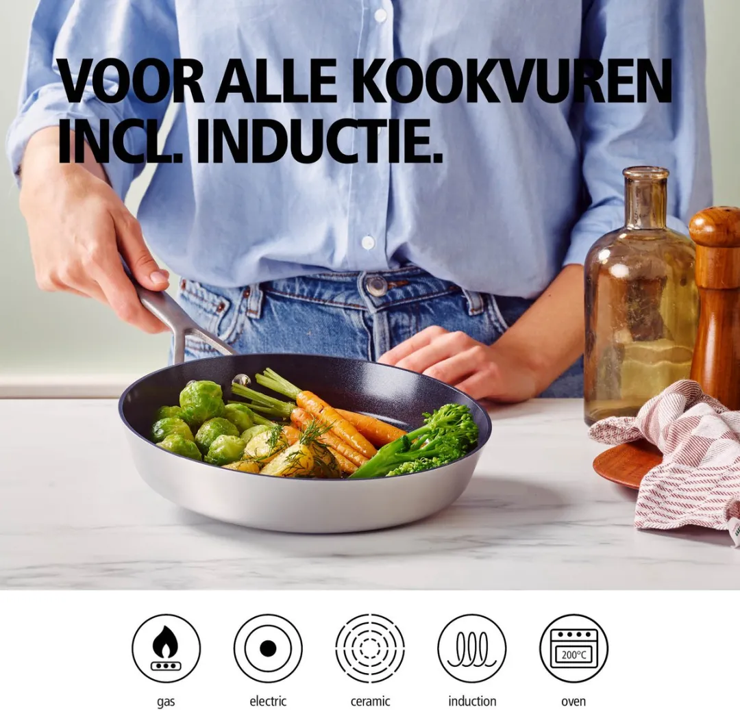 Brabantia Dusk Koekenpan 28cm - Keramische Antiaanbaklaag - Grijs