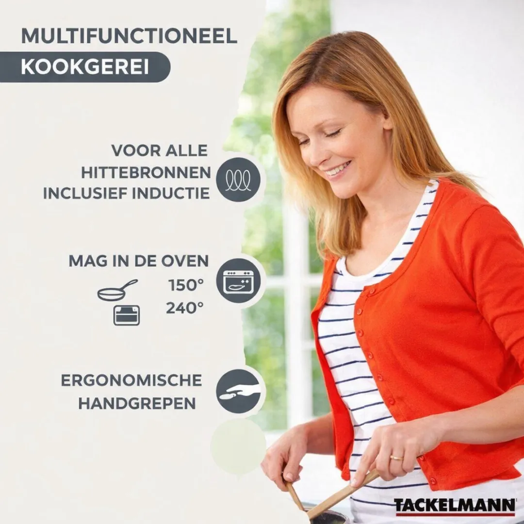 Fackelmann Geneva RVS Pannen & Kookpotten Set 24/28cm - 8-delig - Roestvrij staal/Zwart