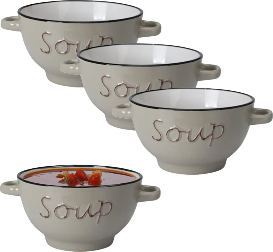 Excellent Houseware Soepkommen Gres 8 Stuks