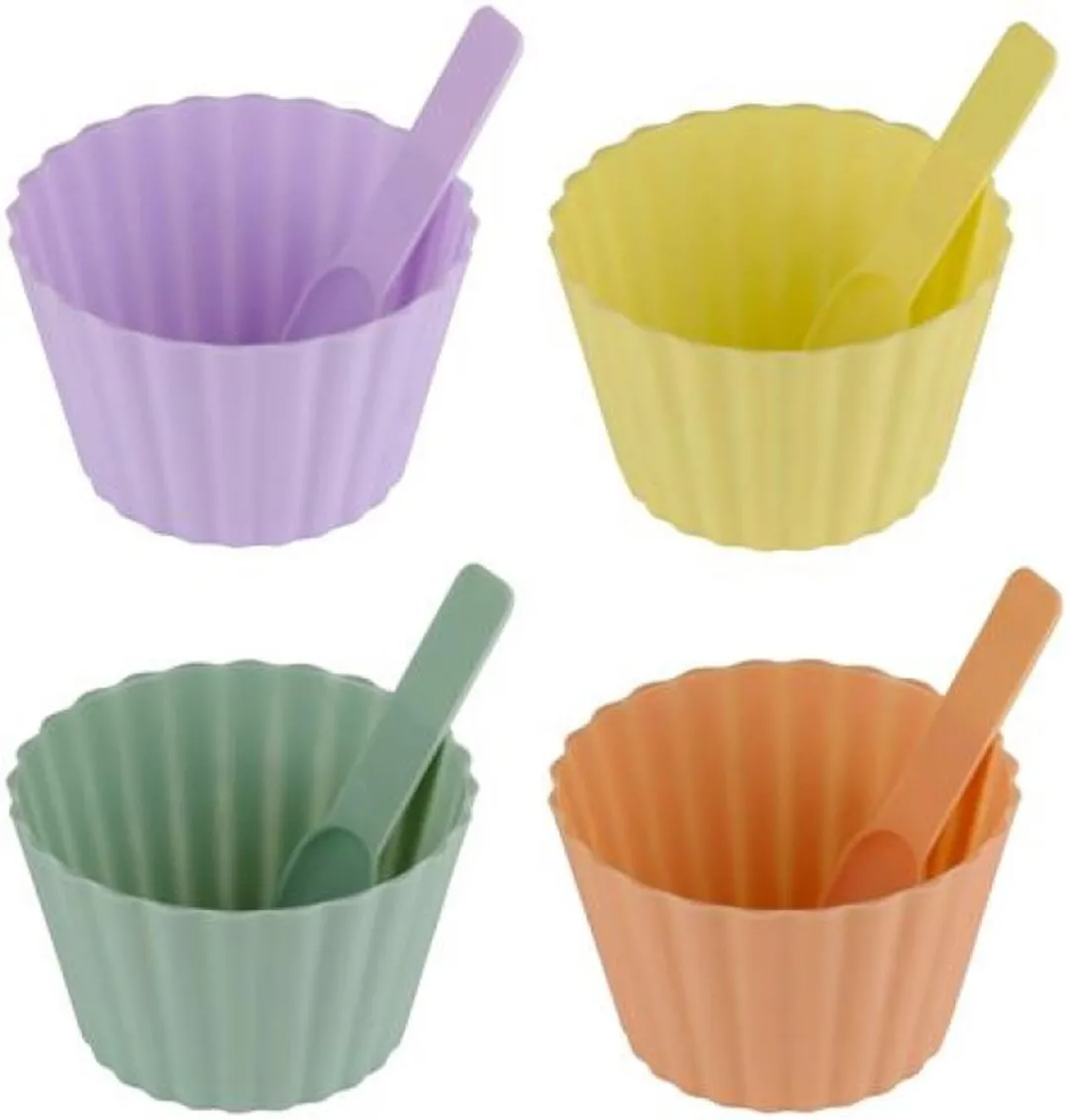Alpina Dessertbakjes met Lepels - 8 Stuks - Multi Pastel