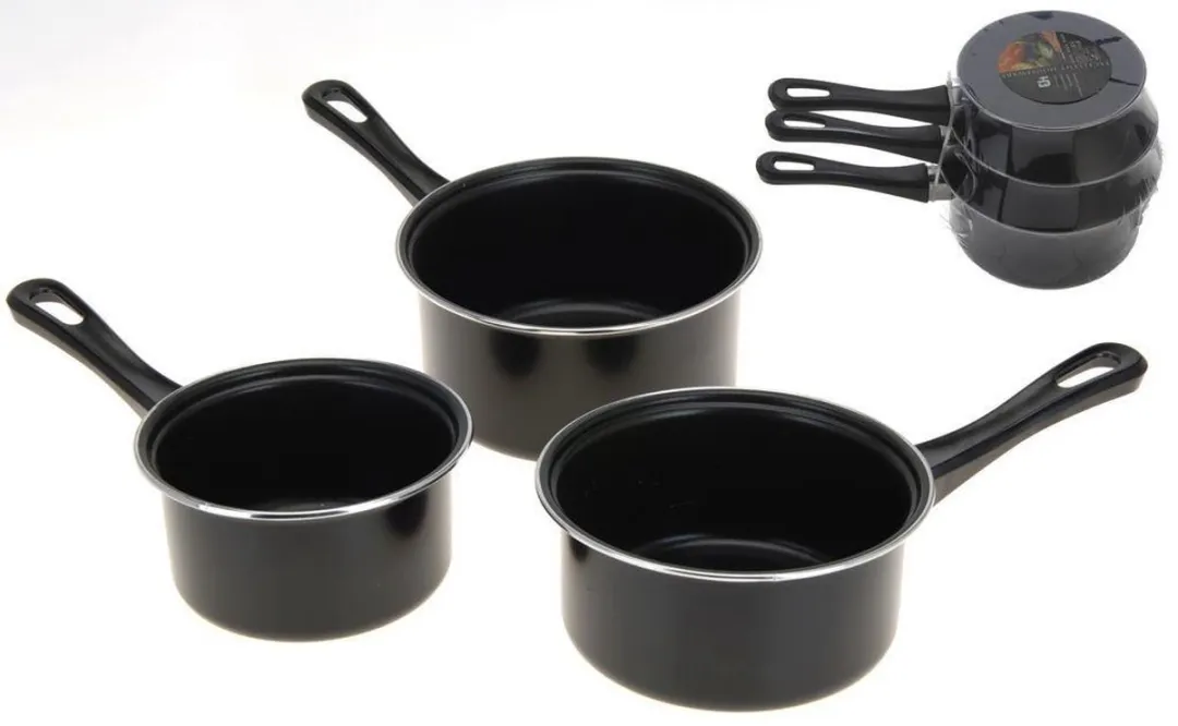 Excellent Houseware Pannenset 3-delig - 14/16/18cm - Zwart