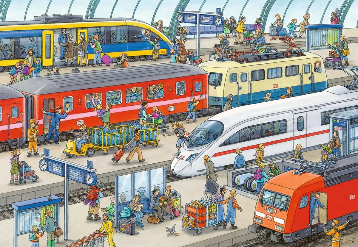 Ravensburger Drukte op het Station Puzzle - 24 Stuks - Multicolor - afbeelding 2 van 4