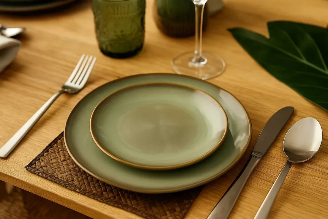 Cookinglife Ontbijtborden Sabi Groen – Set van 6 Aardewerk – Vaatwasser- & Magnetronbestendig, Authentieke Handgemaakte Uitstraling