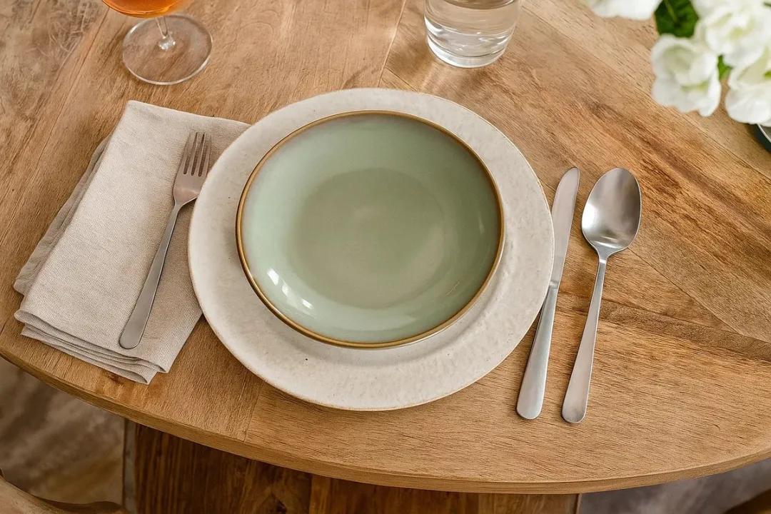 Cookinglife Ontbijtborden Sabi Groen – Set van 6 Aardewerk – Vaatwasser- & Magnetronbestendig, Authentieke Handgemaakte Uitstraling