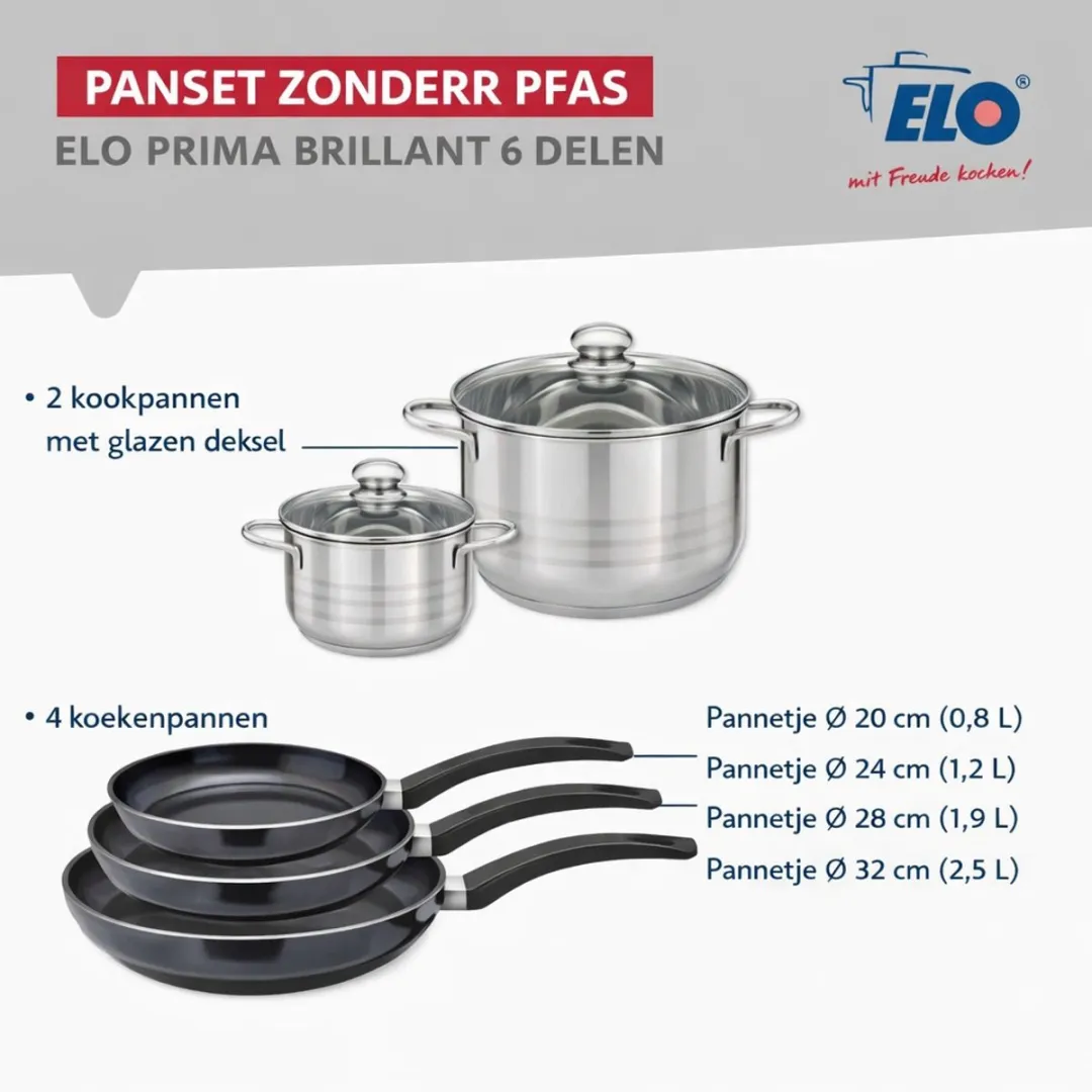 Fackelmann Elo 9753350 Keukenset 6-delig - Inductie - Zwart
