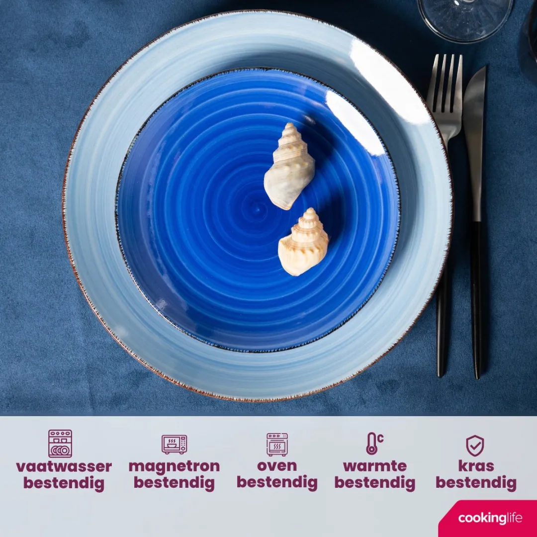 Cookinglife Delice Blue Ontbijtborden - 6 Stuks - Ø19cm