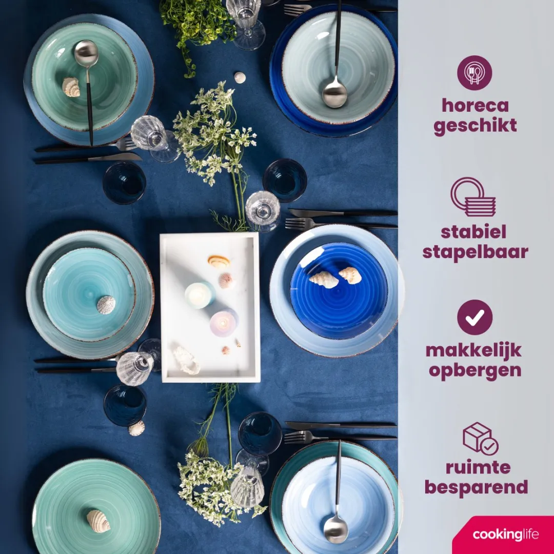 Cookinglife Delice Blue Ontbijtborden - 6 Stuks - Ø19cm