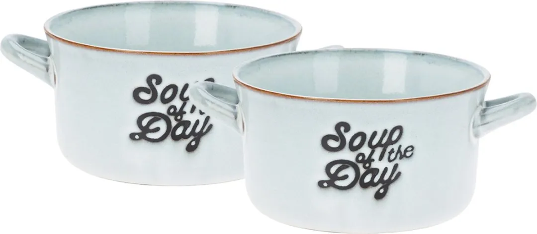 Excellent Houseware Soepkommen Lichtblauw - 2 Stuks 500ml