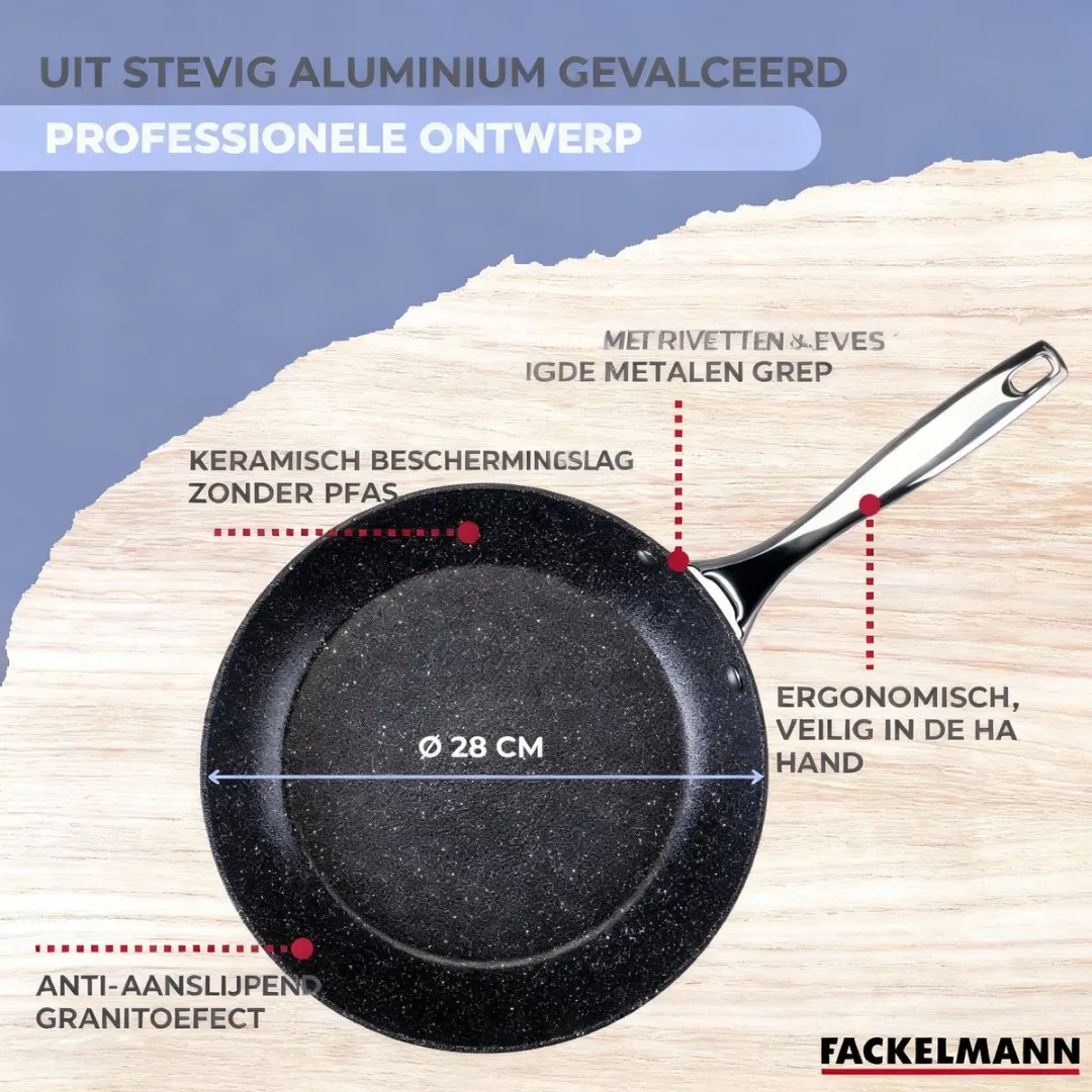 Fackelmann 683983 Pan 28cm - Zwart - Inductie/Gas - afbeelding 6 van 6