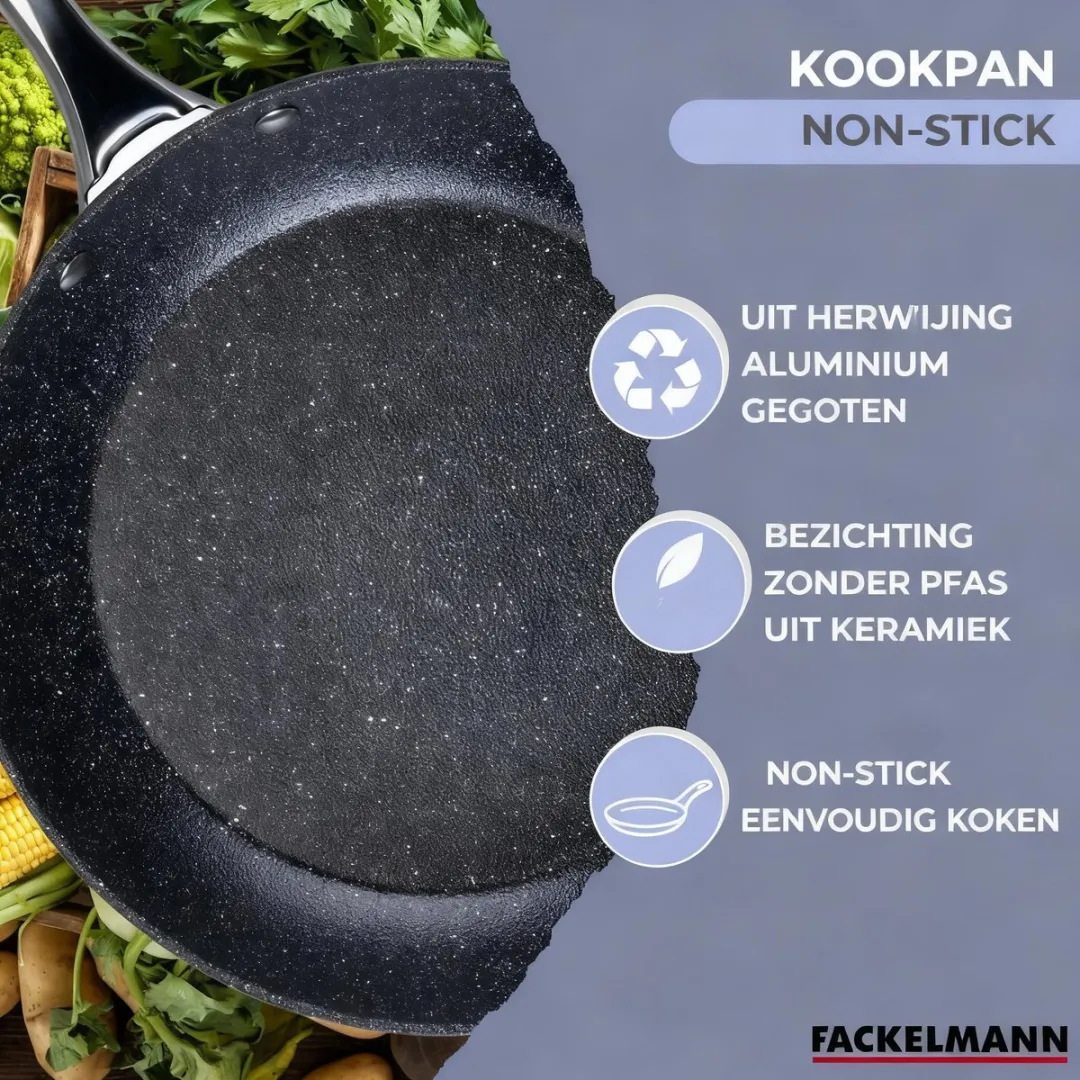 Fackelmann 683983 Pan 28cm - Zwart - Inductie/Gas