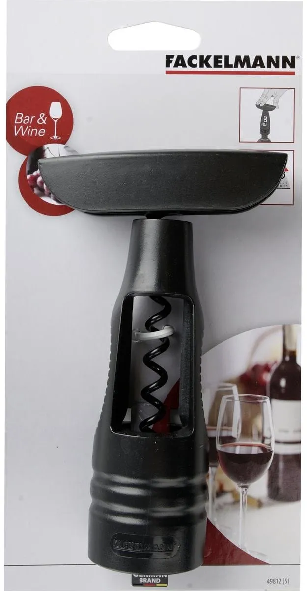 Fackelmann 49812 Kurkentrekker - 15x4cm - Zwart/Wit