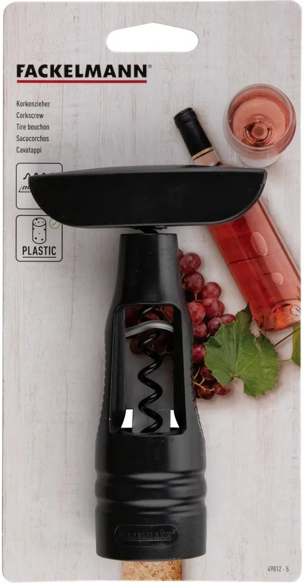 Fackelmann 49812 Kurkentrekker - 15x4cm - Zwart/Wit