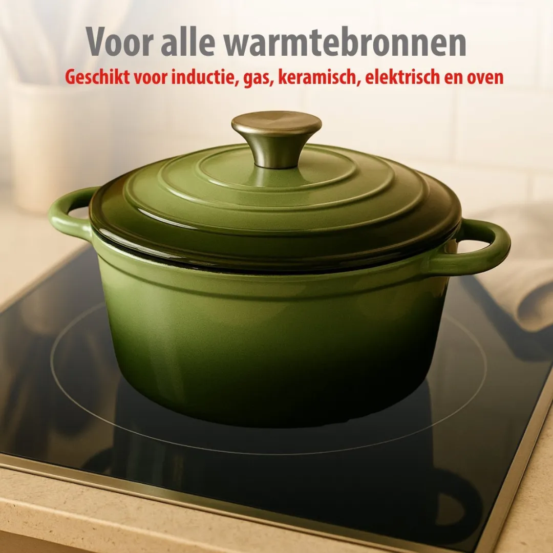 Alpina Gietijzeren Stoofpan 3,8L - Ø24cm Groen - afbeelding 6 van 6
