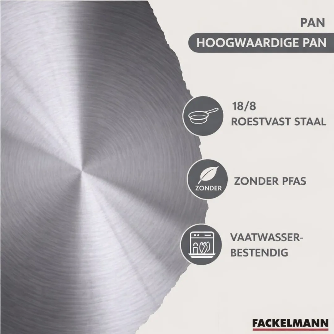 Fackelmann 9443050 Set Roestvrijstalen Pannen 20/28cm - 2 Stuks - Zwart