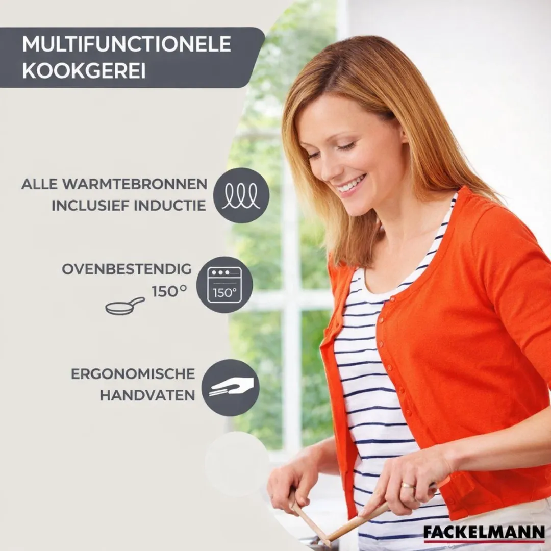 Fackelmann 9443050 Set Roestvrijstalen Pannen 20/28cm