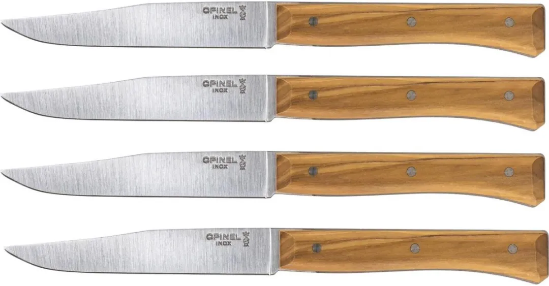 Opinel Facette Tafelmessenset 11cm - 4-delig - Glanzend Olijfhout