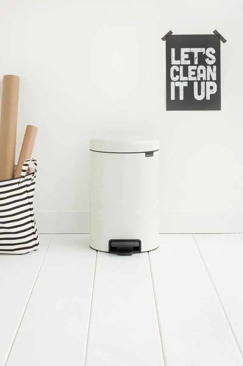 Brabantia NewIcon Prullenbak 12L - Wit met metalen binnenemmer