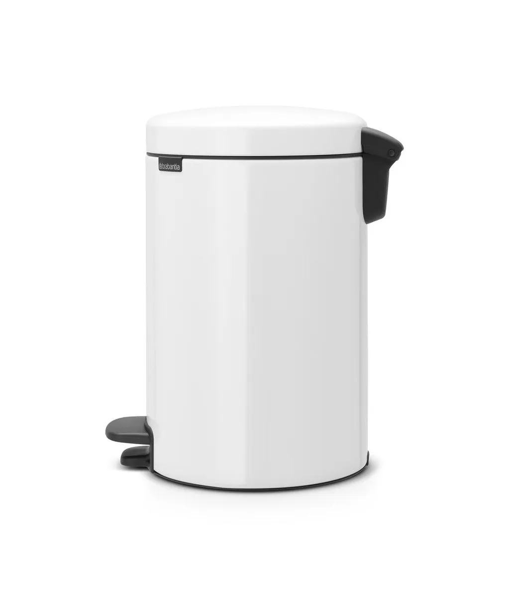Brabantia NewIcon Prullenbak 12L - Wit met metalen binnenemmer