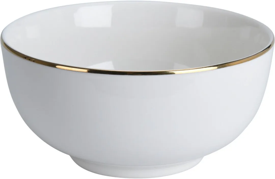 Excellent Houseware Kommetjes 4 Stuks - 14cm - Porselein - Wit met gouden rand