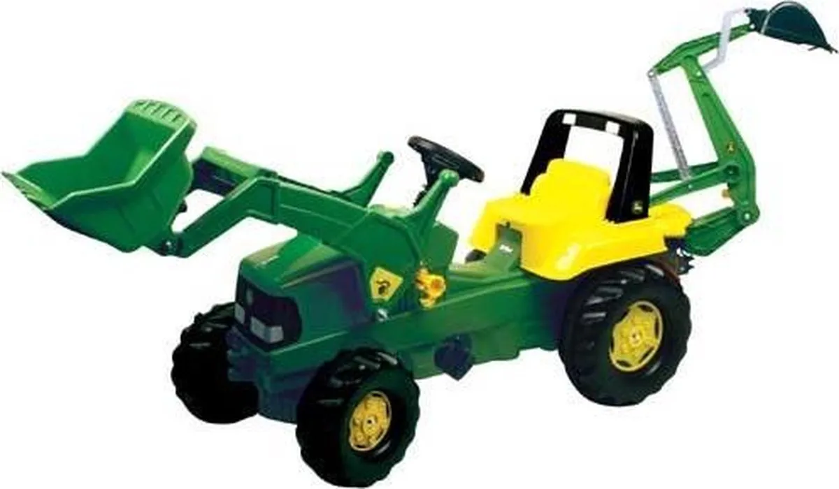 Rolly Toys John Deere Traptractor - Frontlader & Graafmachine - Groen/Geel