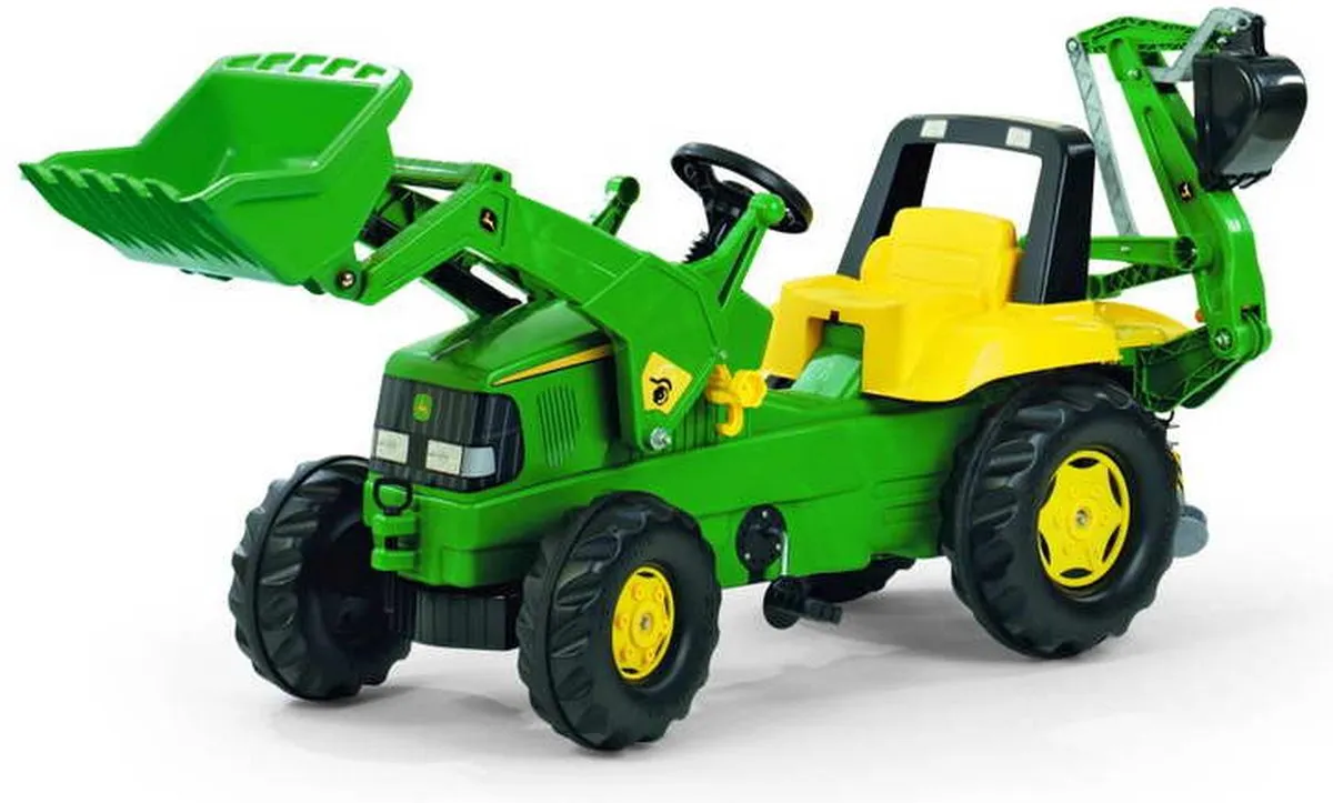Rolly Toys John Deere Traptractor - Frontlader & Graafmachine - Groen/Geel