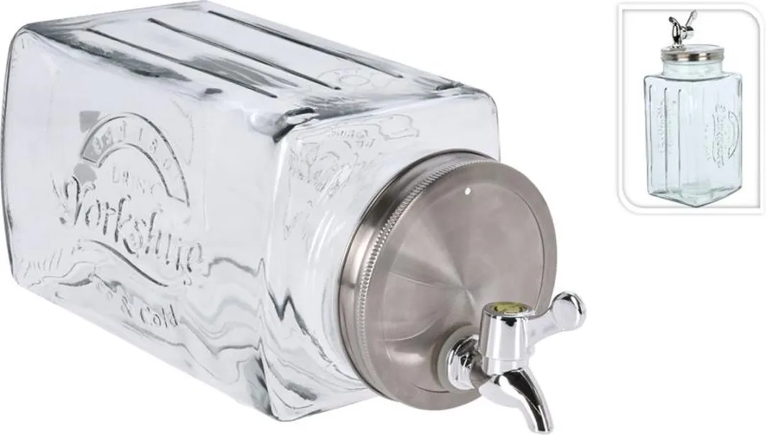 Excellent Houseware Drankdispenser Glas 3L - 14x26cm