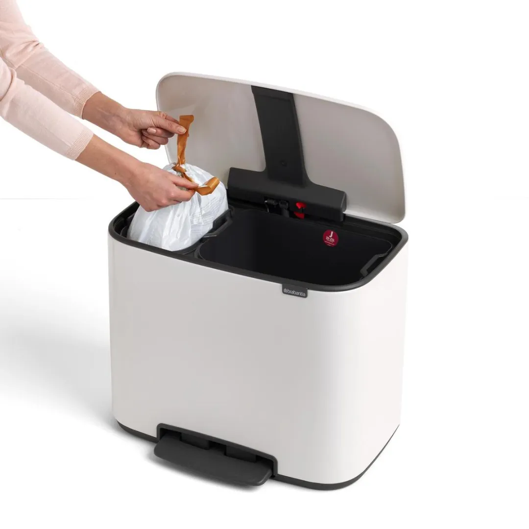 Brabantia Bo Prullenbak 34L - 2 Vakken - White