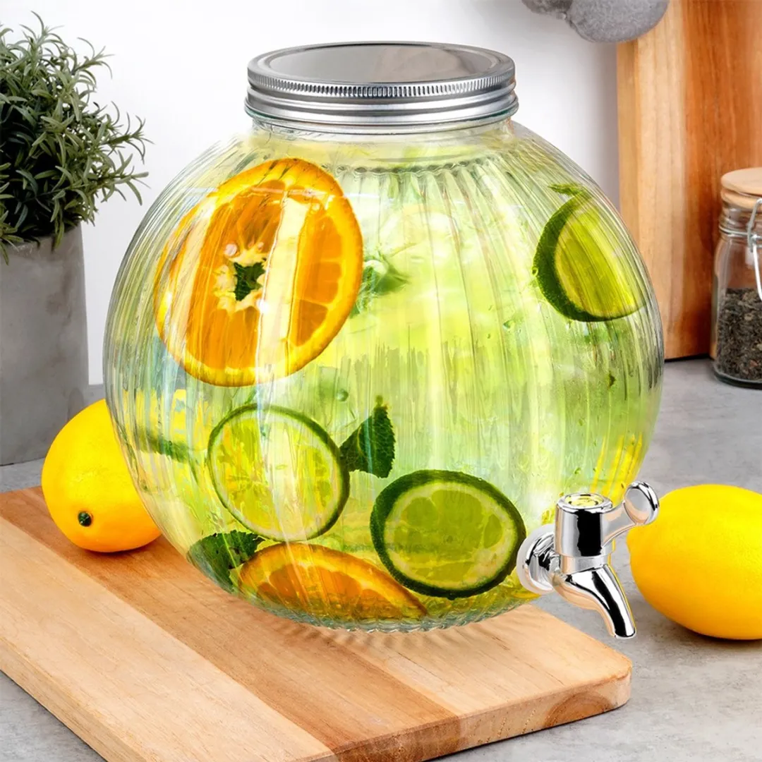 Excellent Houseware Drankdispenser 5.5L - Glas/Metalen Kraan