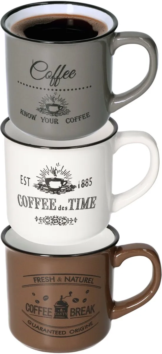 Excellent Houseware Koffiemok Cosy - 6 Stuks - 330ml - Multi