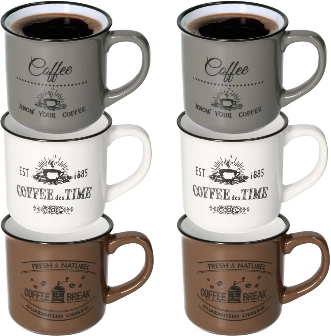 Excellent Houseware Koffiemok Cosy - 6 Stuks - 330ml - Multi