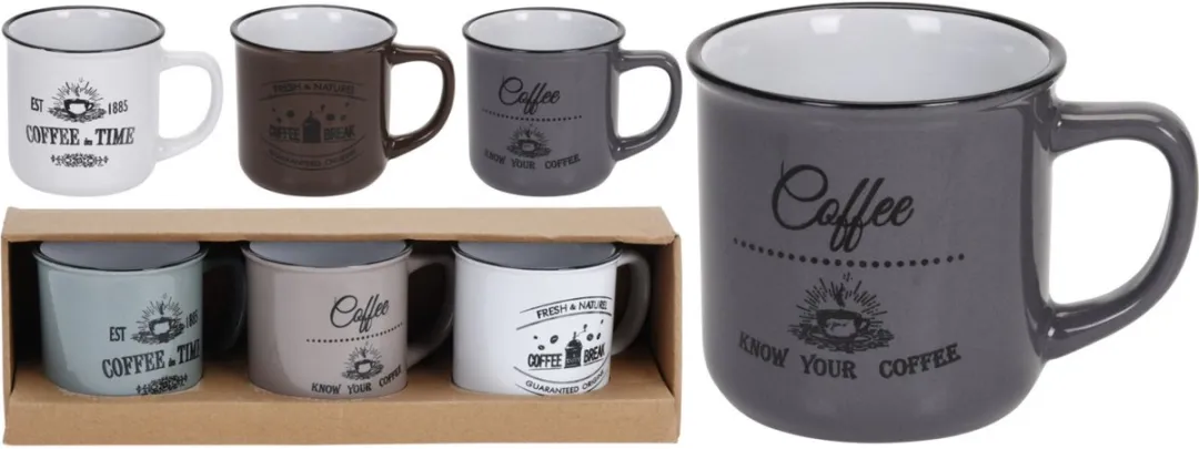 Excellent Houseware Koffiemok Cosy - 6 Stuks - 330ml - Multi