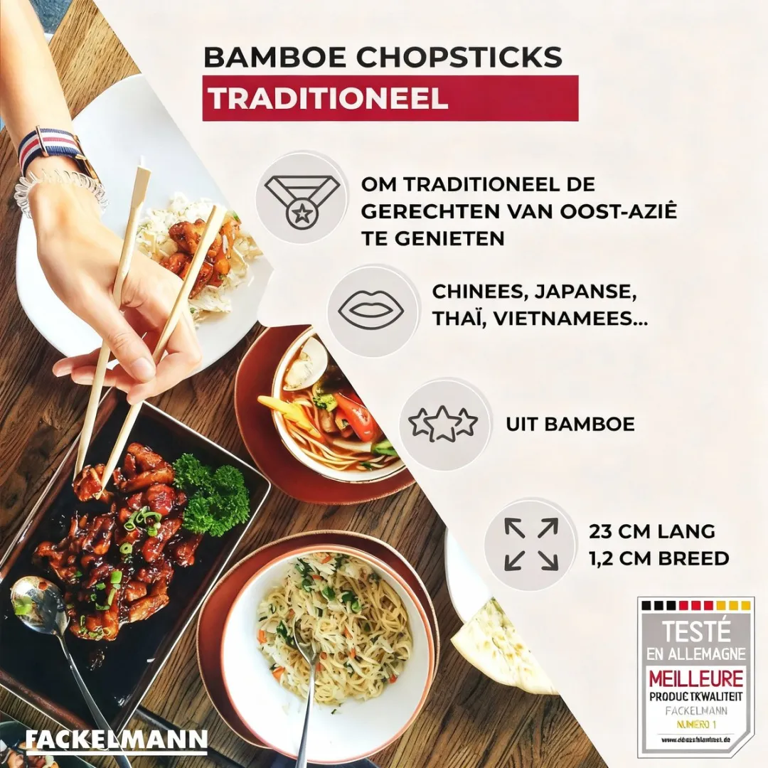 Fackelmann 56658 Eetstokjes Bamboe - 10 Paren 23cm