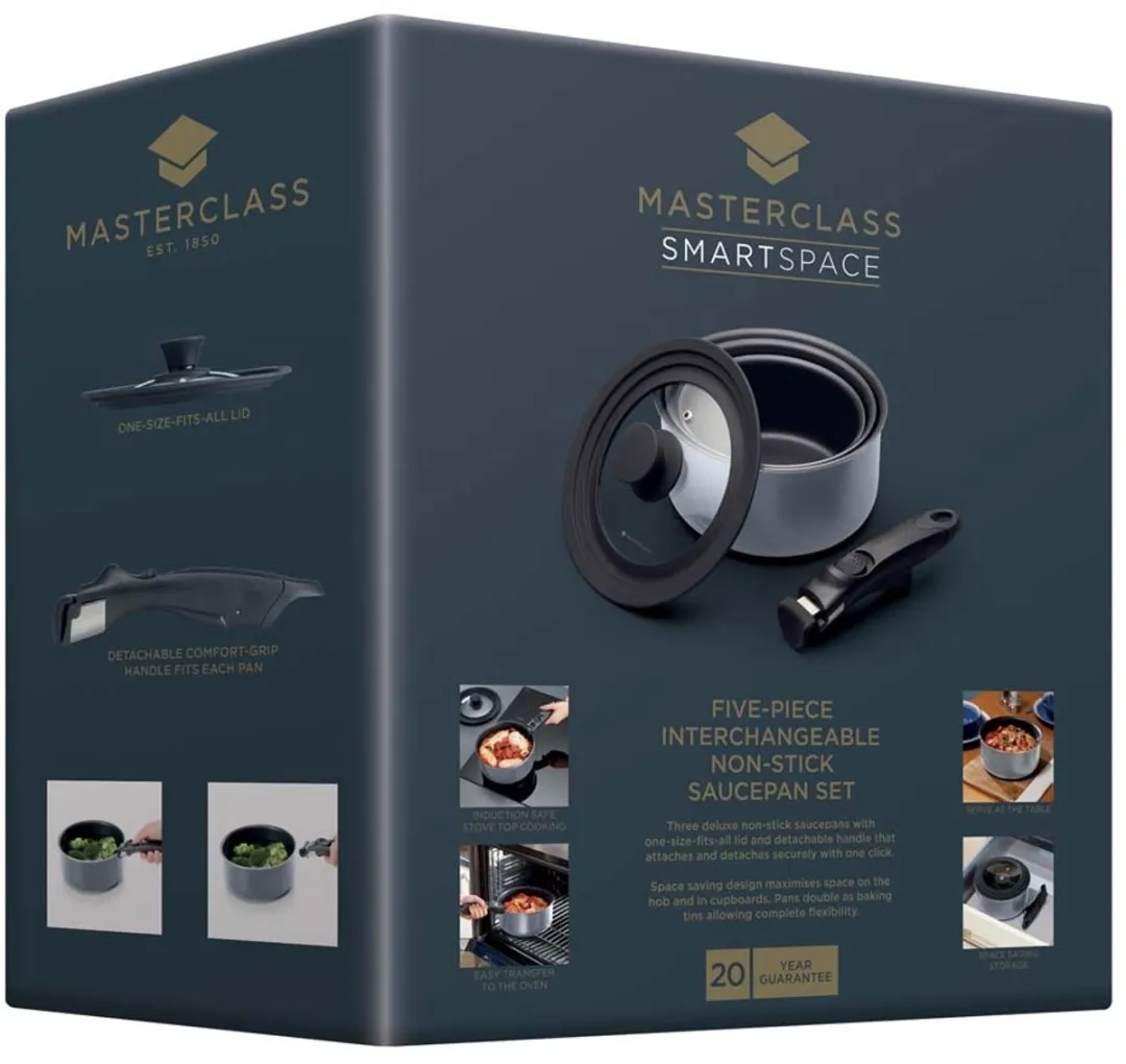 MasterClass Smart Space Pannen Set 5-delig - Inductie-veilig - Zilver