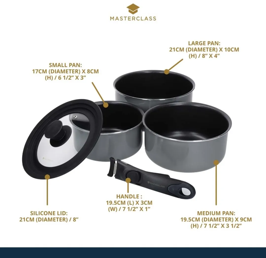 MasterClass Smart Space Pannen Set 5-delig - Inductie-veilig - Zilver