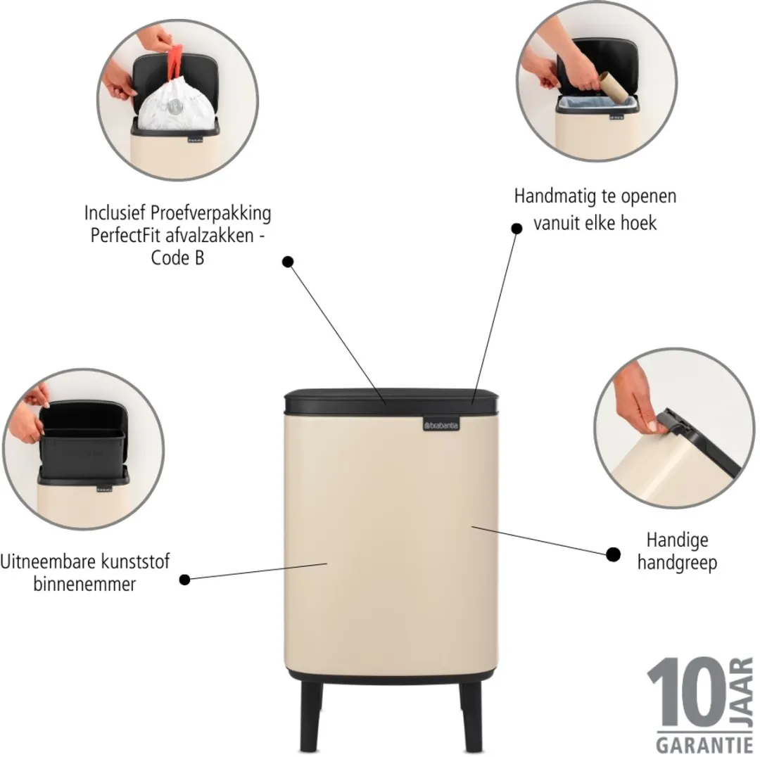 Brabantia Bo Hi Prullenbak 7L - Soft Beige - afbeelding 6 van 6