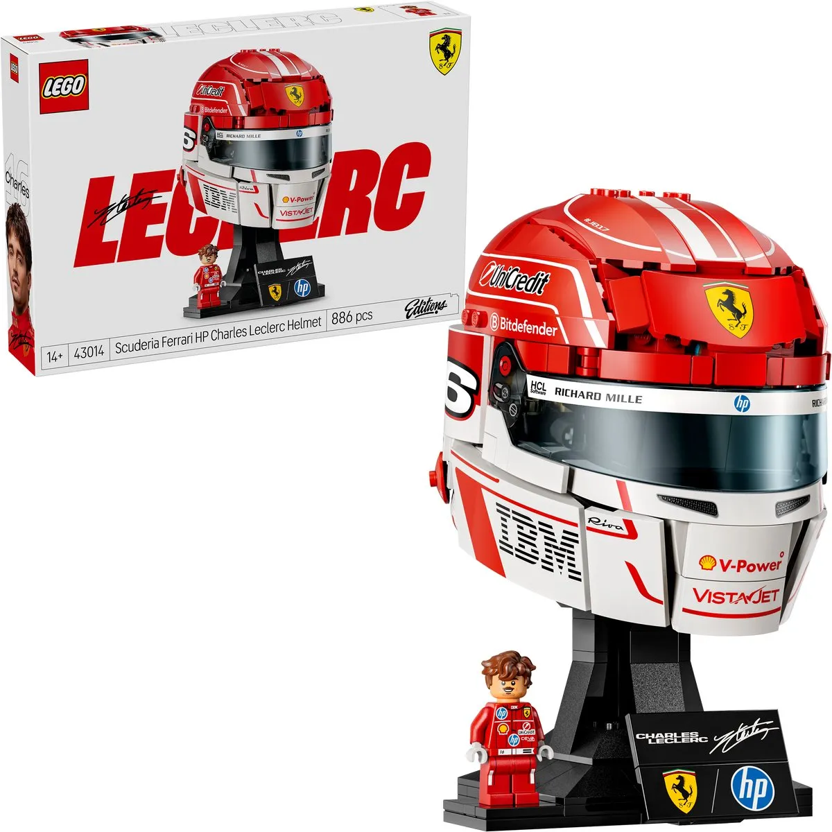 LEGO Scuderia Ferrari HP Helm Charles Leclerc 43014 - 886 Stukken