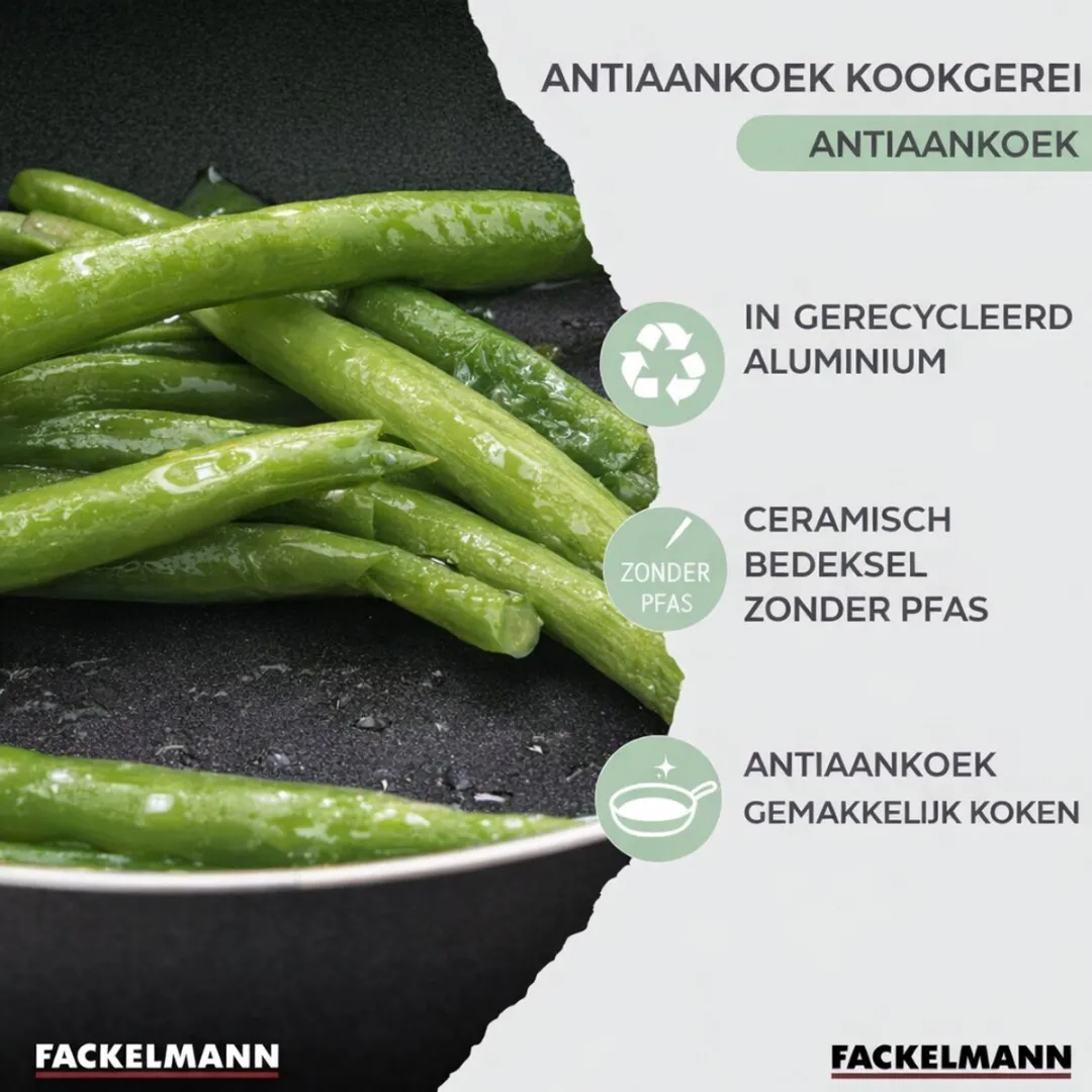 Fackelmann Brandao Set Pannen & Kookpotten 16/18/20cm - 5 Stuks - Zwart/Groen