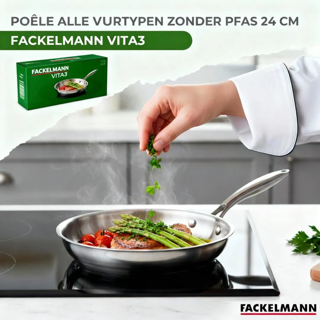 Fackelmann Koekenpan 24cm Roestvrij Staal - Inductie & Ovenbestendig - afbeelding 2 van 6