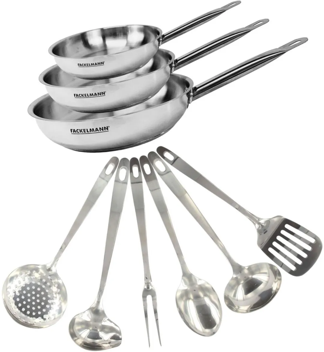 Fackelmann 9439850 Set Roestvrijstalen Pannen 20/24/28cm