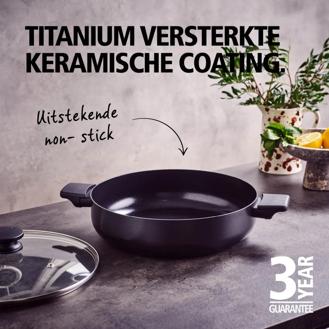 Brabantia VANTA Hapjespan 28cm - Keramische Antiaanbaklaag - Zwart