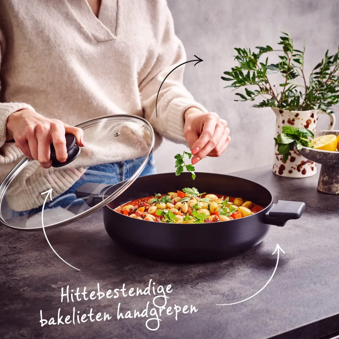Brabantia VANTA Hapjespan 28cm - Keramische Antiaanbaklaag - Zwart
