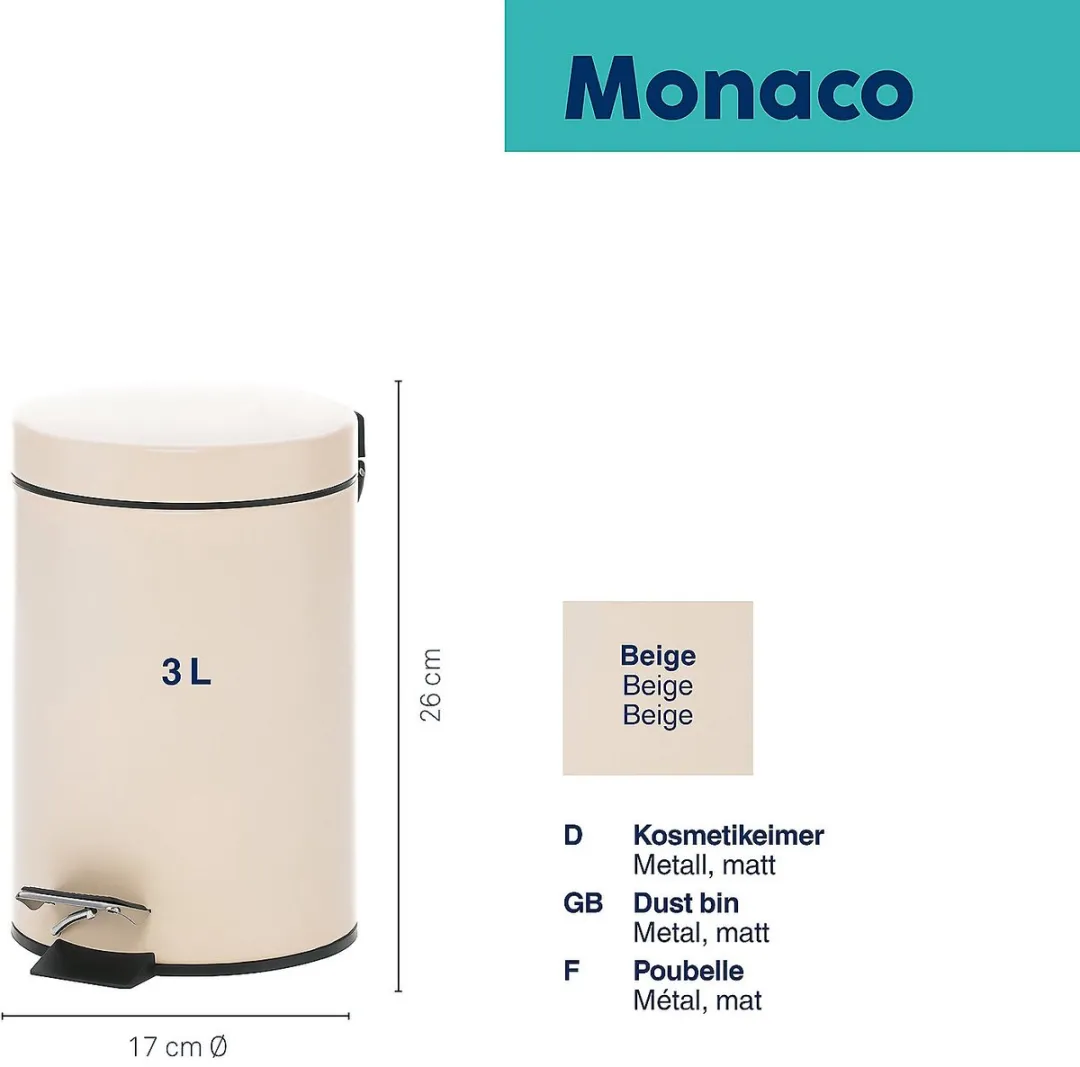 Kela Monaco Pedaal Afvalemmer 3L - Crème KE 209000