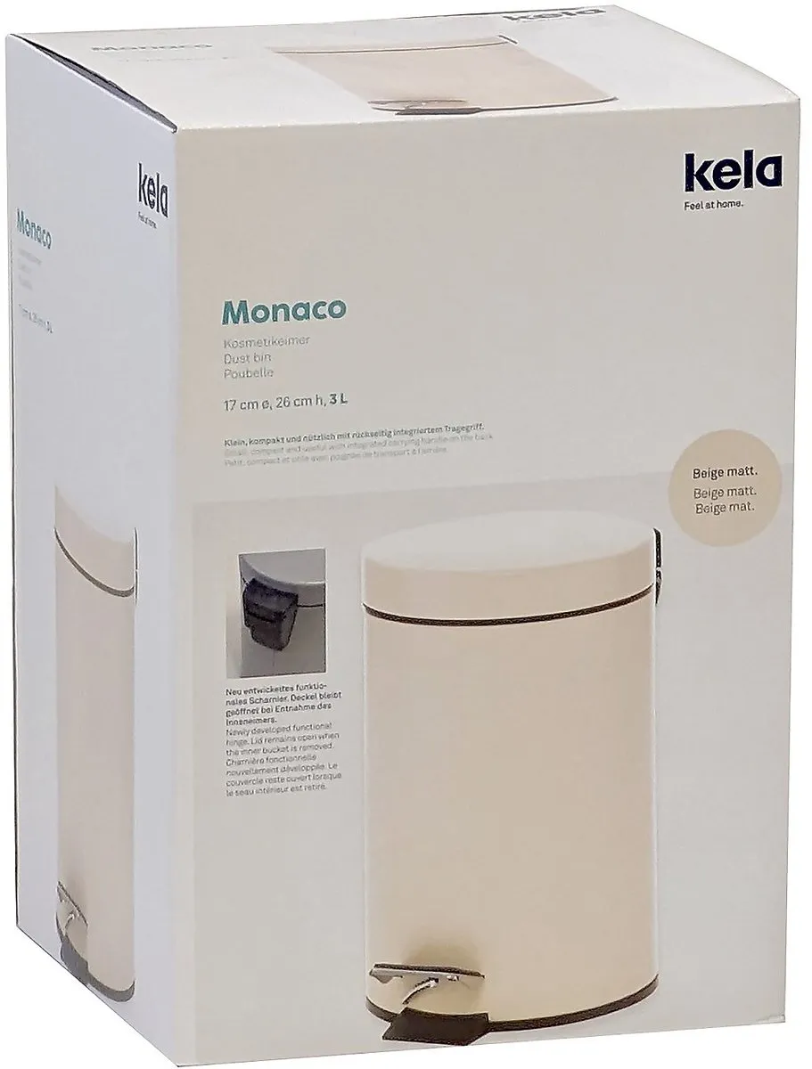 Kela Monaco Pedaal Afvalemmer 3L - Crème KE 209000