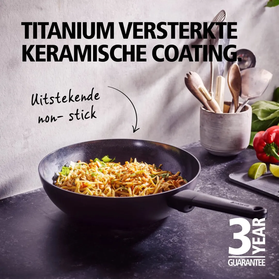Brabantia Vanta Wokpan 30cm - Keramische Antiaanbaklaag - Zwart