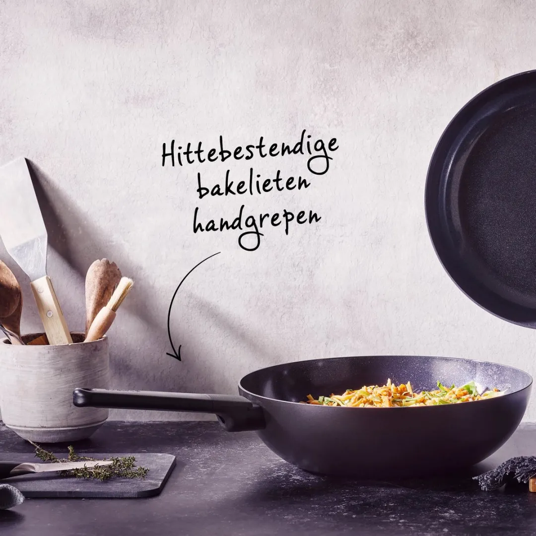 Brabantia Vanta Wokpan 30cm - Keramische Antiaanbaklaag - Zwart